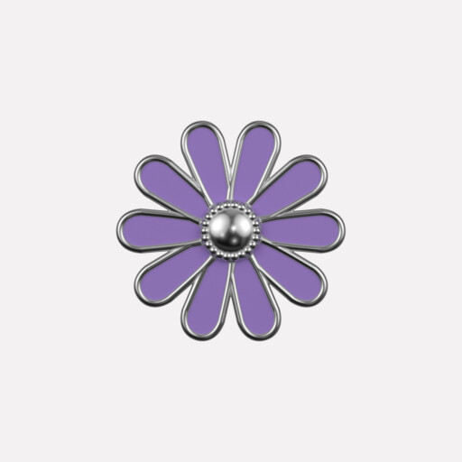 Joollion Charm Daisy σε μωβ σμάλτο, ασήμι 925 επιπλατινωμένο, συμβατό με όλα τα Joolets της Joolify.