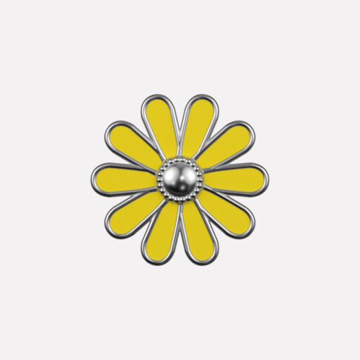 Joollion Charm Daisy σε κίτρινο σμάλτο, ασήμι 925 επιπλατινωμένο, συμβατό με όλα τα Joolets της Joolify.
