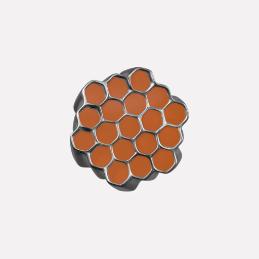 Joollion Charm Hexagon (Εξάγωνο) σε πορτοκαλί σμάλτο, ασήμι 925 επιπλατινωμένο, συμβατό με όλα τα Joolets της Joolify.