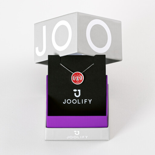 Packaging για Joolets. Κολιέ και εναλλασσόμενο κόσμημα Joollion, από επιπλατινωμένο ασήμι 925.