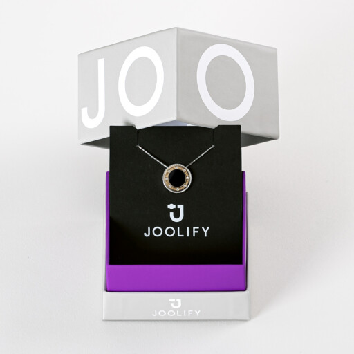 Packaging για Joolets. Κολιέ και εναλλασσόμενο κόσμημα Joollion, από επιχρυσωμένο ασήμι 925, με χρυσό 18k.