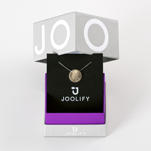 Packaging για Joolets. Κολιέ και εναλλασσόμενο κόσμημα Joollion, από επιχρυσωμένο ασήμι 925, με χρυσό 18k.