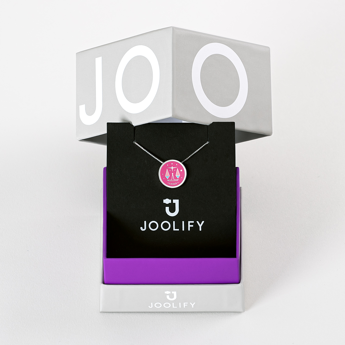 Packaging για Joolets. Κολιέ και εναλλασσόμενο κόσμημα Joollion, από επιπλατινωμένο ασήμι 925.