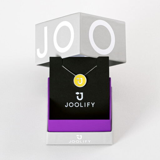 Packaging για Joolets. Κολιέ και εναλλασσόμενο κόσμημα Joollion, από επιπλατινωμένο ασήμι 925.