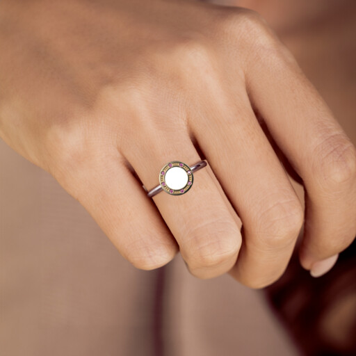 Joollion Charm Elegant-Stones White & Purple σε Joolet Ring. Από επιχρυσωμένο ασήμι 925, συμβατό με όλα τα Joolets της Joolify.