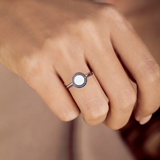 Joollion Charm Elegant-Stones White & Purple σε Joolet Ring. Επιπλατινωμένο ασήμι 925, συμβατό με όλα τα Joolets της Joolify.