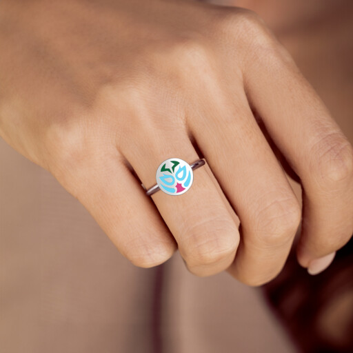 Joollion Charm Azul Guardia, φορεμένο σε Joolet Ring. Επιπλατινωμένο ασήμι 925, συμβατό με όλα τα Joolets της Joolify.