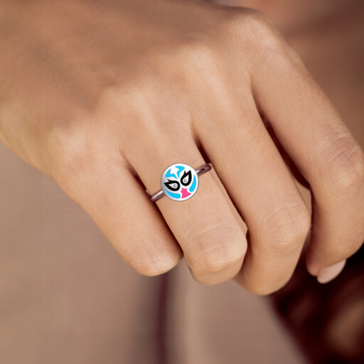 Joollion Charm Azul Guardia Stones, φορεμένο σε Joolet Ring. Επιπλατινωμένο ασήμι 925, συμβατό με όλα τα Joolets της Joolify.