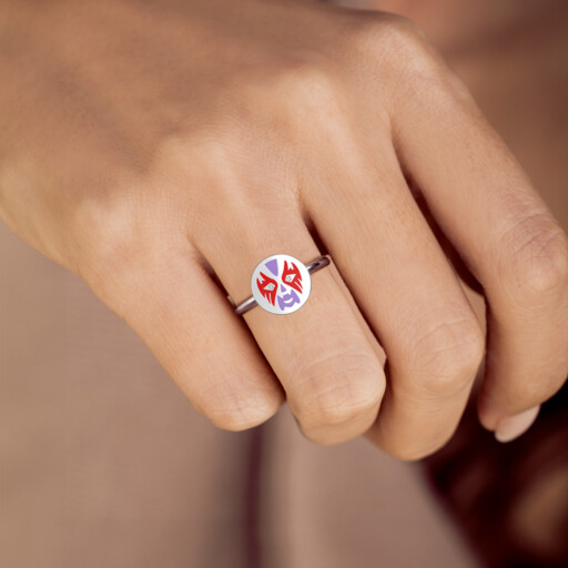 Joollion Charm Violet Fantasma Stones, φορεμένο σε Joolet Ring. Επιπλατινωμένο ασήμι 925, συμβατό με όλα τα Joolets της Joolify.