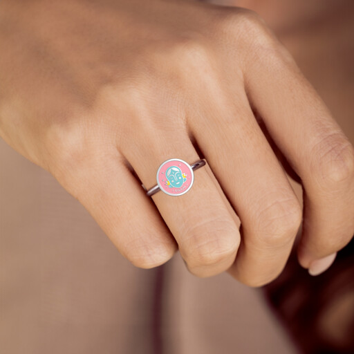 Joollion Charm Virgo (Παρθένος), φορεμένο σε Joolet Ring. Επιπλατινωμένο ασήμι 925, συμβατό με όλα τα Joolets της Joolify.