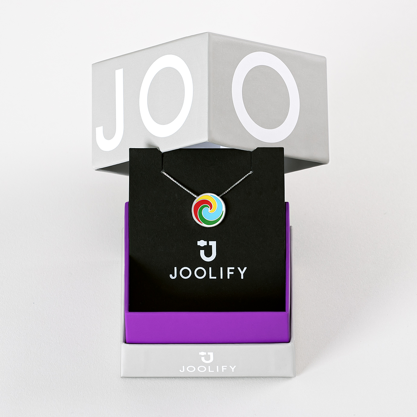 Packaging με Joolet Κολιέ. Εναλλασσόμενο κόσμημα Joollion, από επιπλατινωμένο ασήμι 925.