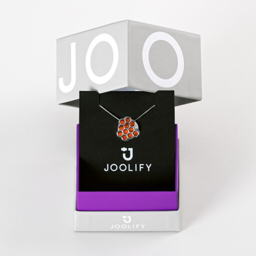 Packaging για Joolets. Κολιέ και εναλλασσόμενο κόσμημα Joollion, από επιπλατινωμένο ασήμι 925.