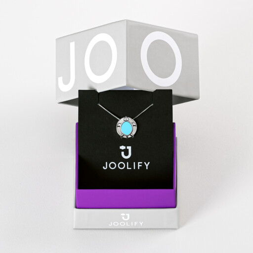 Joolet Κολιέ Packaging. Εναλλασσόμενο κόσμημα Joollion, από επιπλατινωμένο ασήμι 925.