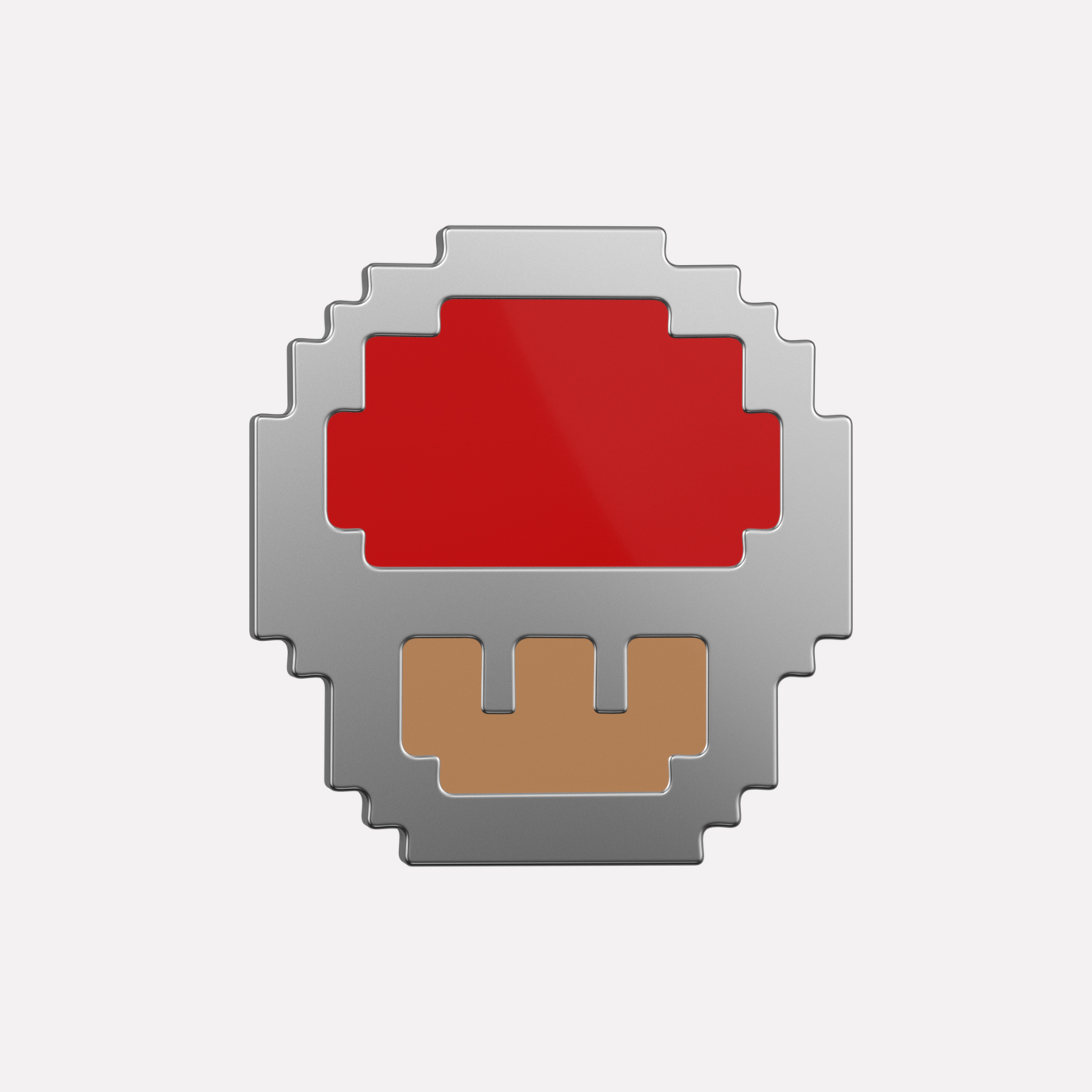 Joollion charm Mushroom Head in platinum-plated 925 Silver with retro pixel design. Part of Joolify’s Pixel Art collection.