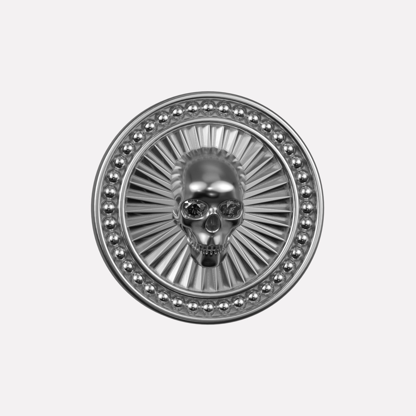 Joollion Charm Skull με μαύρα ζιργκόν, ασήμι 925 επιπλατινωμένο, συμβατό με όλα τα Joolets της Joolify.