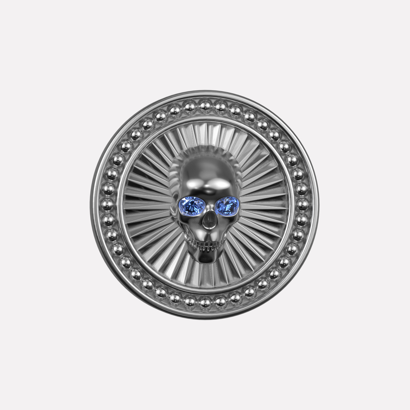 Joollion Charm Skull με μπλε ζιργκόν, ασήμι 925 επιπλατινωμένο, συμβατό με όλα τα Joolets της Joolify.