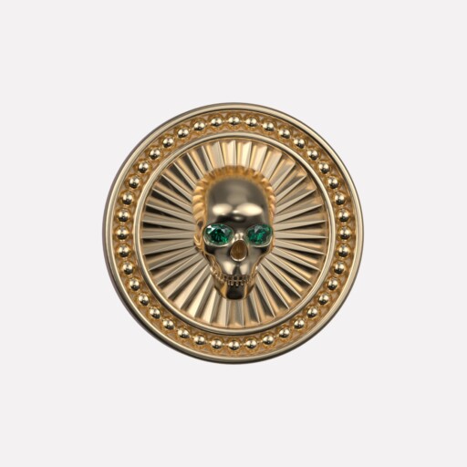 Joollion Charm Skull με πράσινα ζιργκόν, ασήμι 925, επιχρυσωμένο με χρυσό 18k, συμβατό με όλα τα Joolets της Joolify.