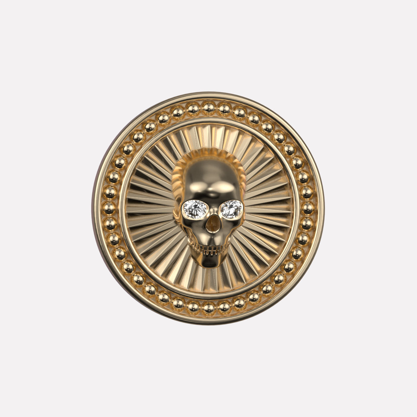 Joollion Charm Skull με λευκά ζιργκόν, ασήμι 925, επιχρυσωμένο με χρυσό 18k, συμβατό με όλα τα Joolets της Joolify.