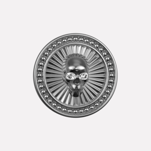 Joollion Charm Skull με λευκά ζιργκόν, ασήμι 925 επιπλατινωμένο, συμβατό με όλα τα Joolets της Joolify.