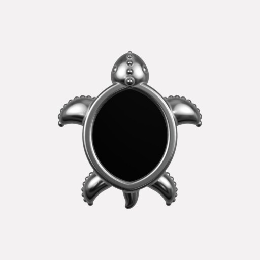 Joollion Charm Turtle - Large σε μαύρο σμάλτο, ασήμι 925 επιπλατινωμένο, συμβατό με όλα τα Joolets της Joolify.