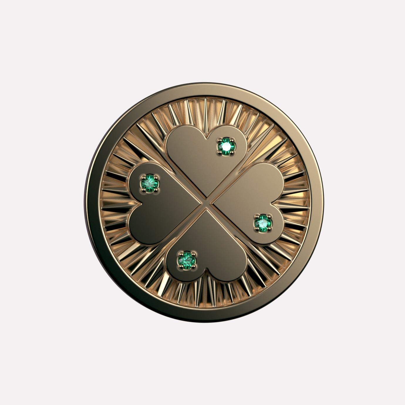 Lucky Joollion charm Clover, in 18k gold-plated Sterling Silver.