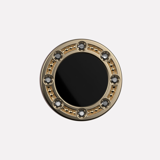 Joollion Charm Elegant Stones σε μαύρο σμάλτο, μαύρα ζιργκόν, ασήμι 925, επιχρυσωμένο με χρυσό 18k, συμβατό με όλα τα Joolets.