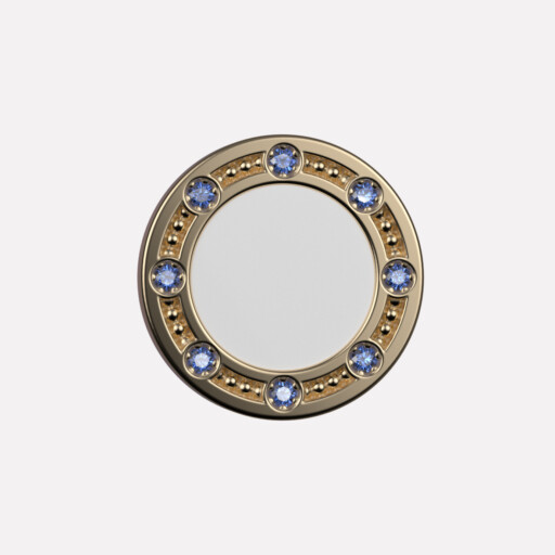 Joollion Charm Elegant Stones σε λευκό σμάλτο, μπλε ζιργκόν, ασήμι 925, επιχρυσωμένο με χρυσό 18k, συμβατό με όλα τα Joolets.