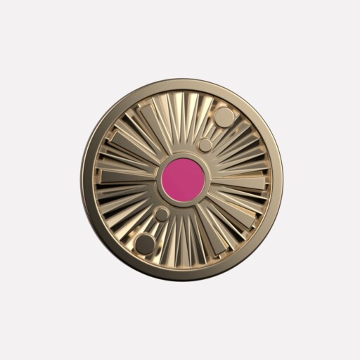 Joollion Charm Pink Dot (Ροζ Τελεία). Ροζ σμάλτο, ασήμι 925 επιχρυσωμένο με χρυσό 18k, συμβατό με όλα τα Joolets της Joolify.