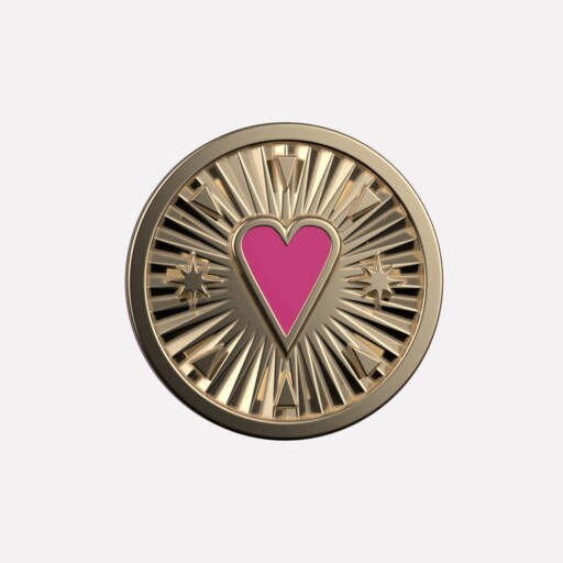 Joollion Charm Pink Heart (Ροζ Καρδιά). Ροζ σμάλτο, ασήμι 925 επιχρυσωμένο με χρυσό 18k, συμβατό με όλα τα Joolets της Joolify.