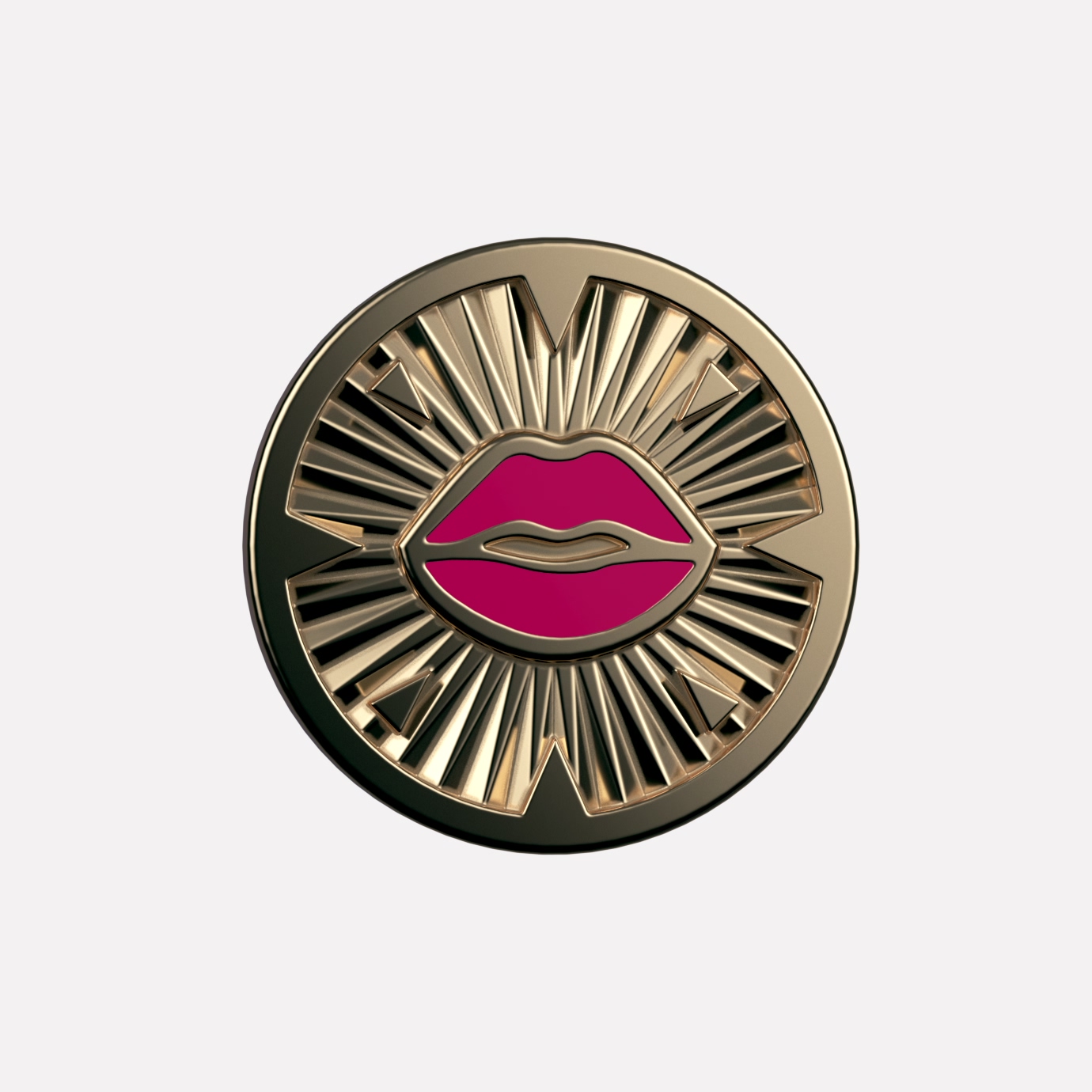 Joollion Charm Pink Lips (Ροζ Χείλη). Ροζ σμάλτο, ασήμι 925 επιχρυσωμένο με χρυσό 18k, συμβατό με όλα τα Joolets της Joolify.