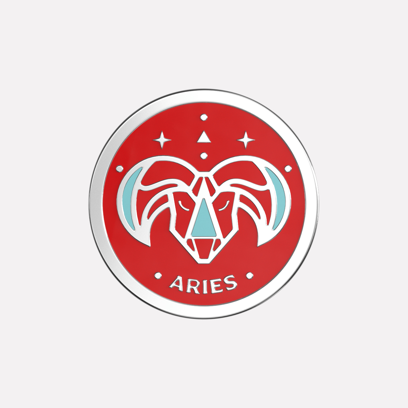Joollion Aries in platinum-plated 925 Silver, red zodiac charm.