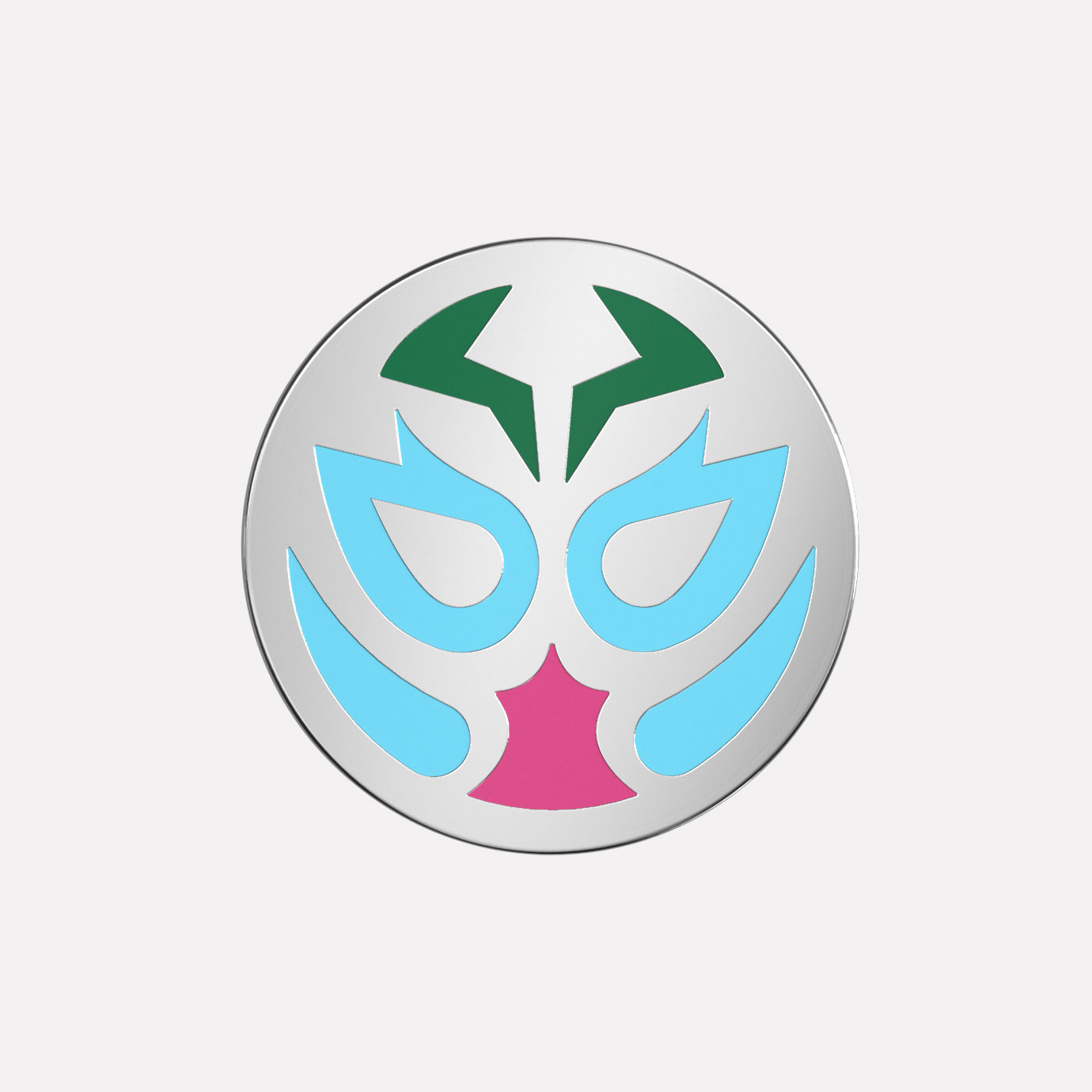 Azul Guardia Lucha Libre charm in platinum‑plated 925 silver.