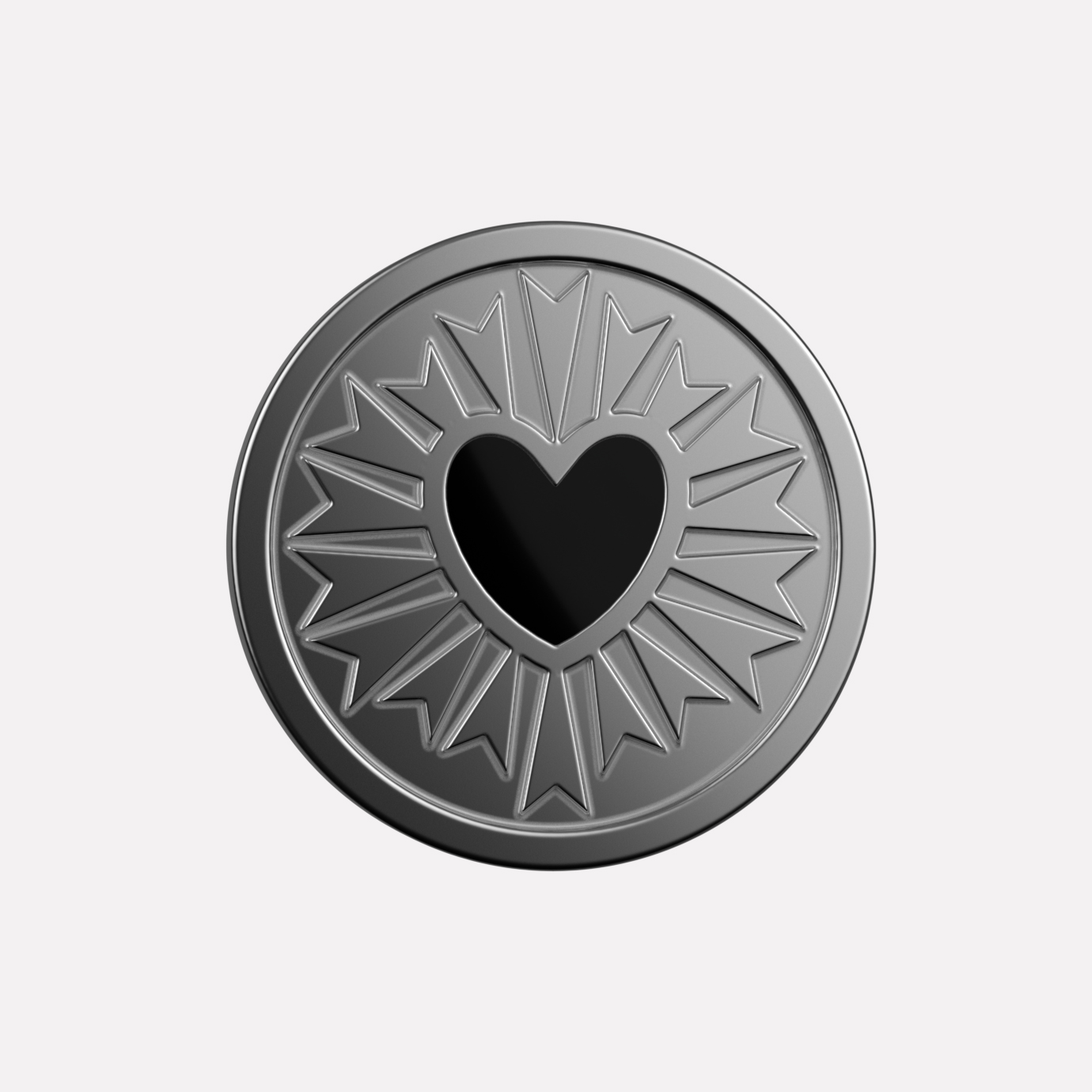 Bold Joollion charm Black Corazon, in platinum-plated Sterling Silver.