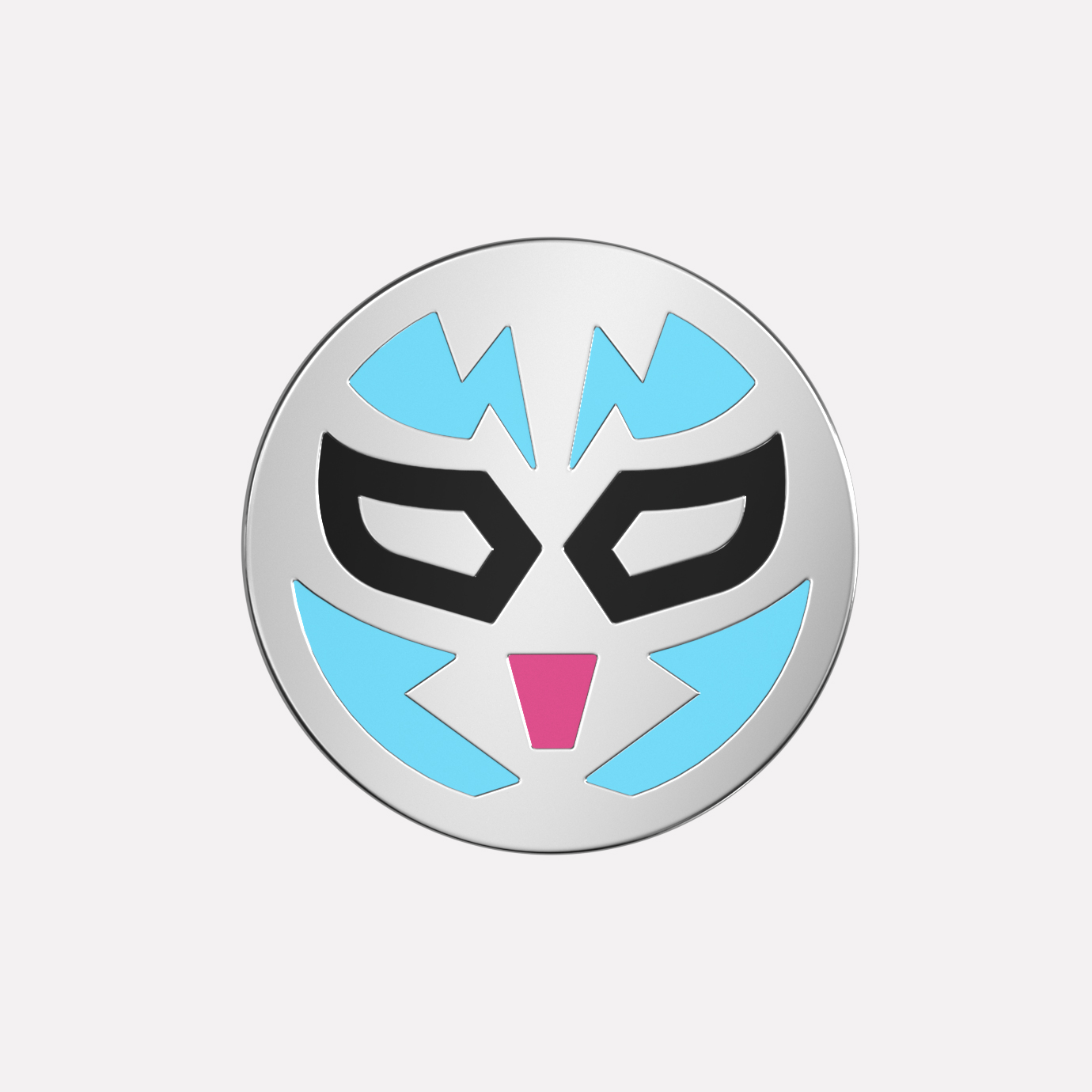 Intense Black Espiritu Lucha Libre charm in platinum‑plated sterling silver.