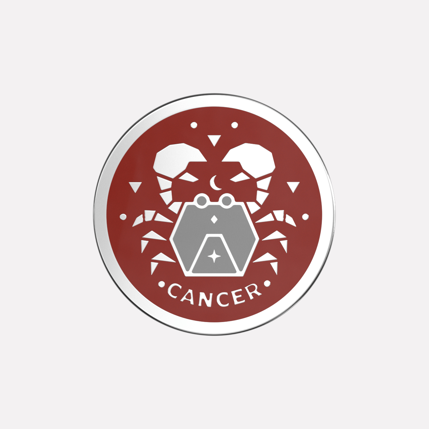 Joollion Cancer in platinum-plated Sterling Silver, zodiac charm with soft curves.