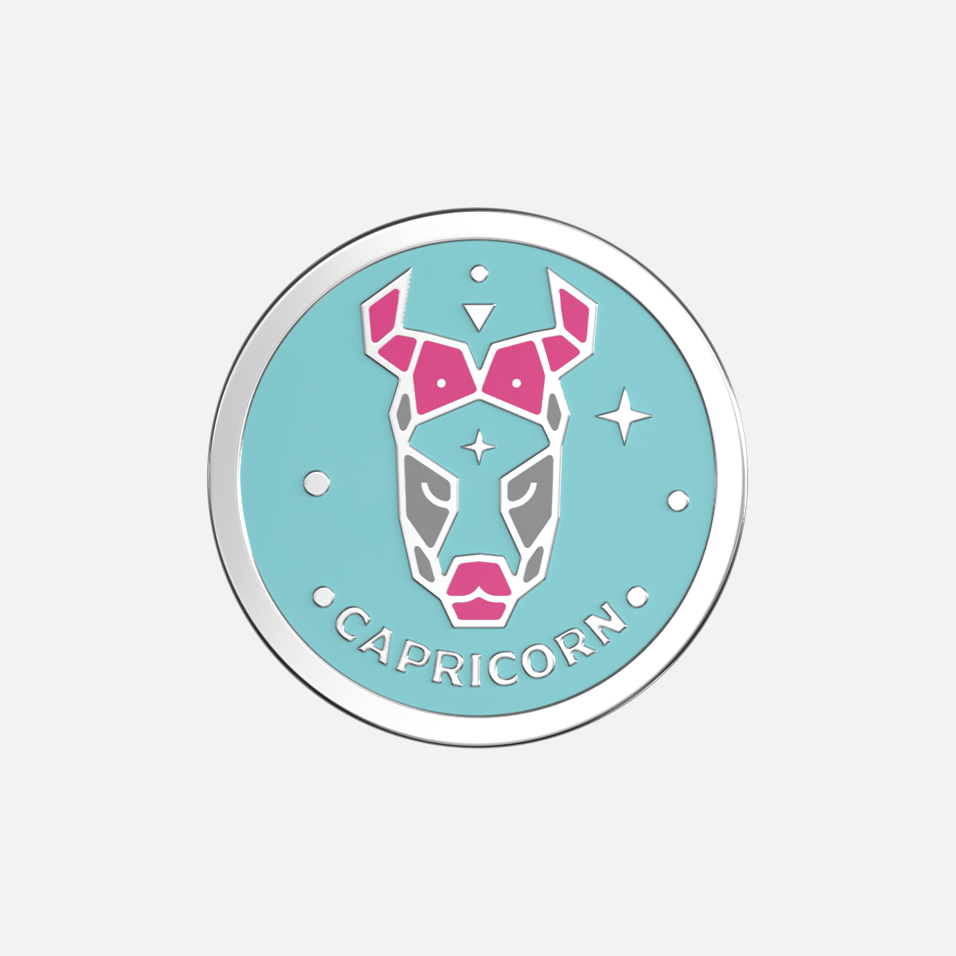 Joollion Capricorn in platinum-plated Sterling Silver, sleek zodiac charm.