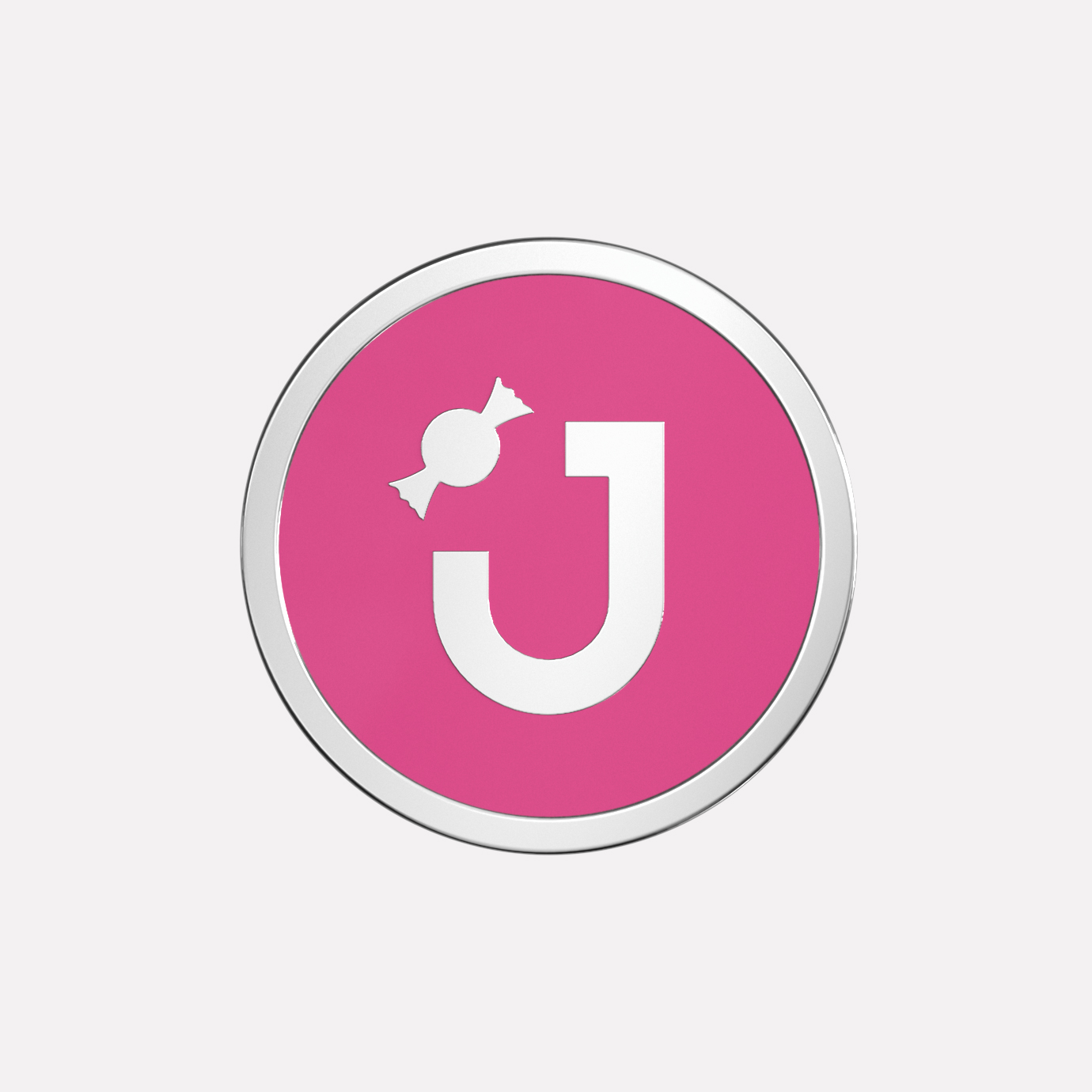 Joollion Charm Caramel (Καραμέλα) με ροζ σμάλτο, ασήμι 925, επιπλατινωμένο, συμβατό με όλα τα Joolets της Joolify.