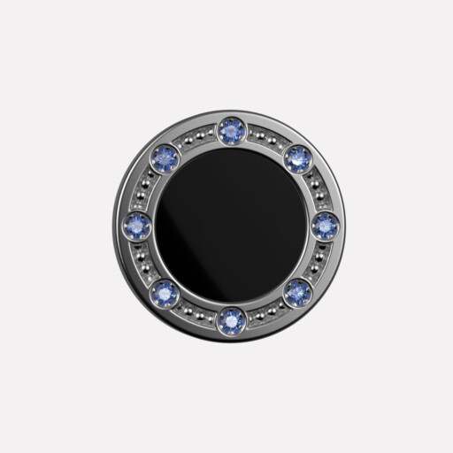 Joollion Charm Elegant Stones σε μαύρο σμάλτο, μπλε ζιργκόν, ασήμι 925 επιπλατινωμένο, συμβατό με όλα τα Joolets της Joolify.