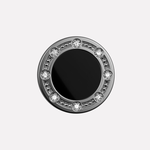 Joollion Charm Elegant Stones σε μαύρο σμάλτο, λευκά ζιργκόν, ασήμι 925 επιπλατινωμένο, συμβατό με όλα τα Joolets της Joolify.