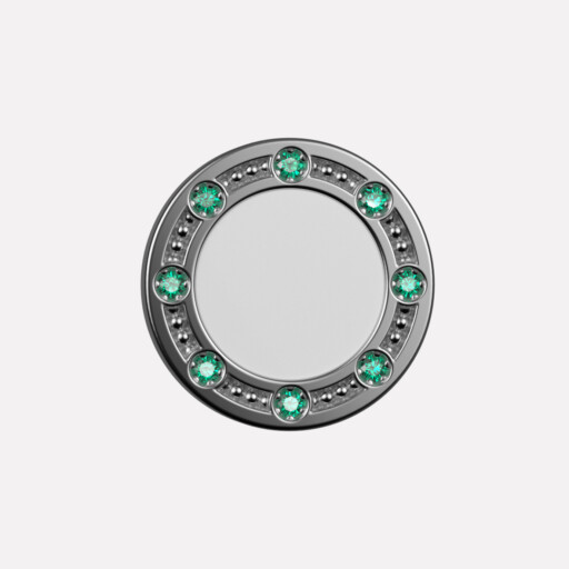 Joollion Charm Elegant Stones σε λευκό σμάλτο, πράσινα ζιργκόν, ασήμι 925 επιπλατινωμένο, συμβατό με όλα τα Joolets της Joolify.