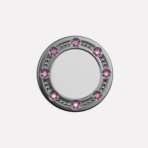 Joollion Charm Elegant Stones σε λευκό σμάλτο, μωβ ζιργκόν, ασήμι 925 επιπλατινωμένο, συμβατό με όλα τα Joolets της Joolify.