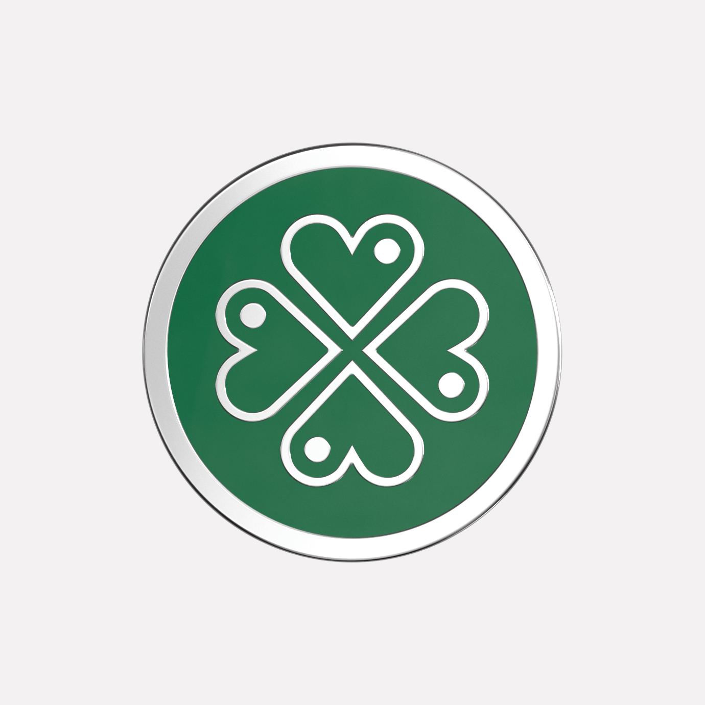 Elegant Joollion charm Green Clover in platinum-plated 925 Silver.
