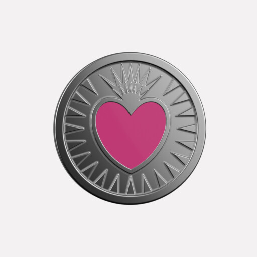 Joollion Charm Pink Corazon (Ροζ Καρδιά). Ροζ σμάλτο, ασήμι 925 επιπλατινωμένο, συμβατό με όλα τα Joolets της Joolify.