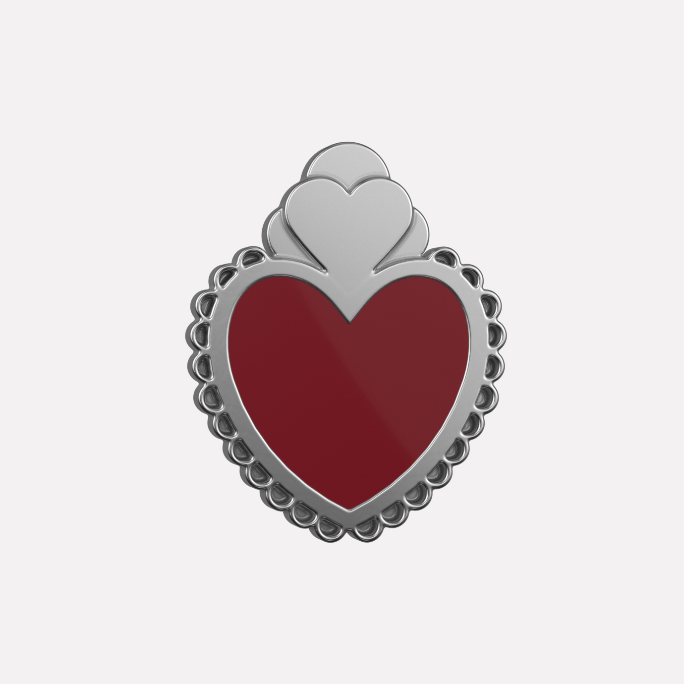 Gentle Joollion charm Pink Corazon Dos, in platinum-plated Sterling Silver.