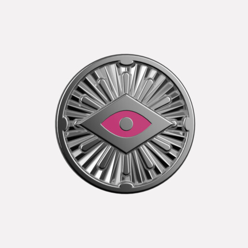 Joollion Charm Pink Eye (Ροζ Μάτι). Ροζ σμάλτο, ασήμι 925 επιπλατινωμένο, συμβατό με όλα τα Joolets της Joolify.