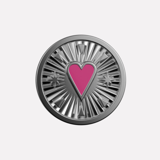 Joollion Charm Pink Heart (Ροζ Καρδιά). Ροζ σμάλτο, ασήμι 925 επιπλατινωμένο, συμβατό με όλα τα Joolets της Joolify.