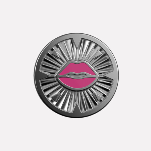 Joollion Charm Pink Lips (Ροζ Χείλη). Ροζ σμάλτο, ασήμι 925 επιπλατινωμένο, συμβατό με όλα τα Joolets της Joolify.