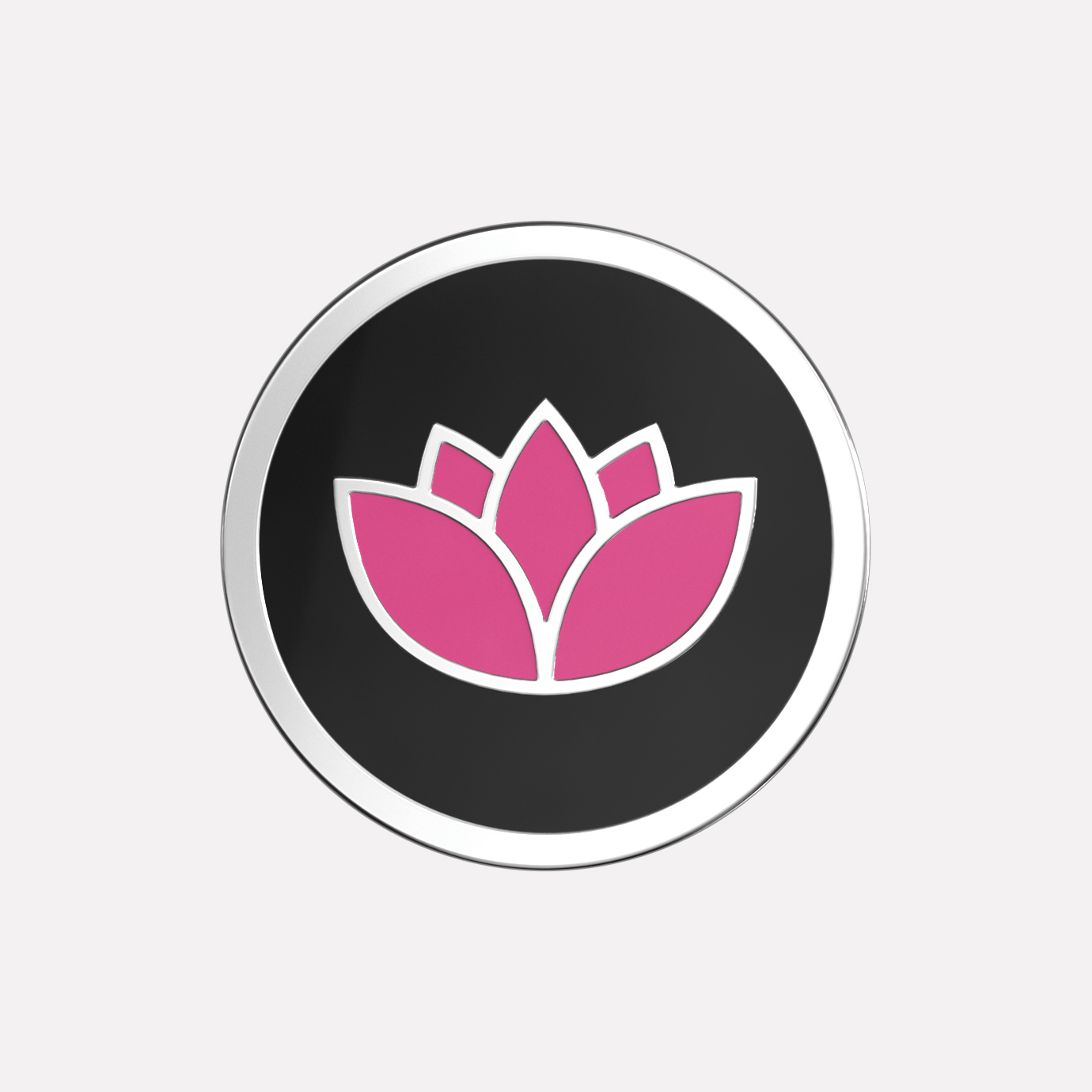 Delicate Joollion charm Pink Lotus, in platinum-plated Sterling Silver.