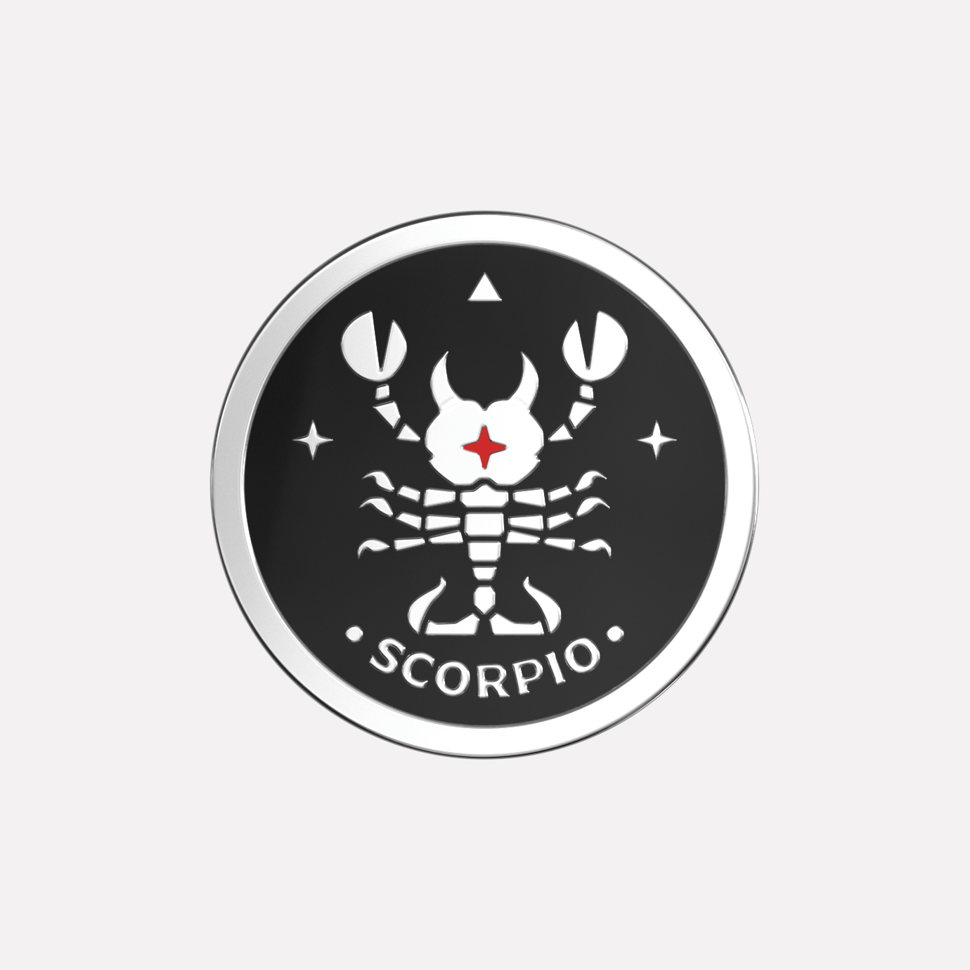 Joollion Scorpio in platinum-plated Sterling Silver, bold zodiac charm.