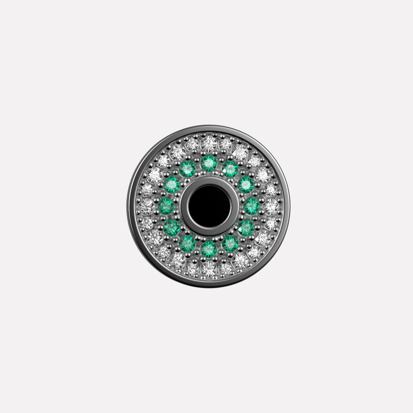 Joollion charm Stone Eye with radiant gemstone design, platinum- or gold-plated 925 Silver, from the Discus collection.